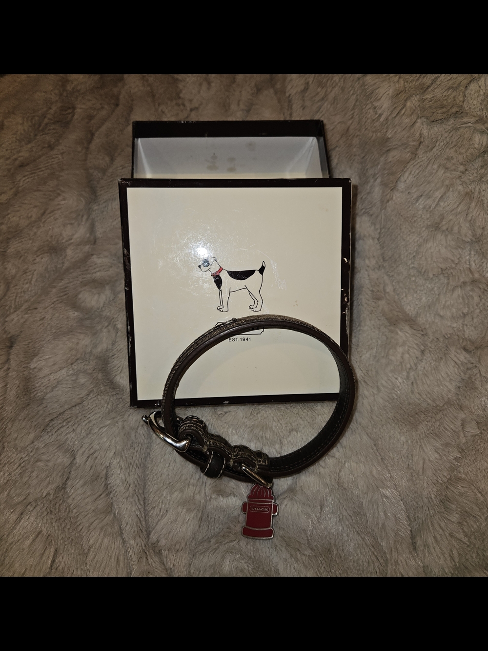 COACH BROWN LEATHER BROWN JACQUARD SIGNATURE C DOG PET COLLAR 60178 XS - Picture 2 of 8
